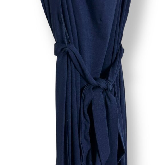 Trina Turk Navy Sleeveless Jersey Short Dress w/ Tie Draped Scoop Neck Sz 0 - Picture 3 of 8